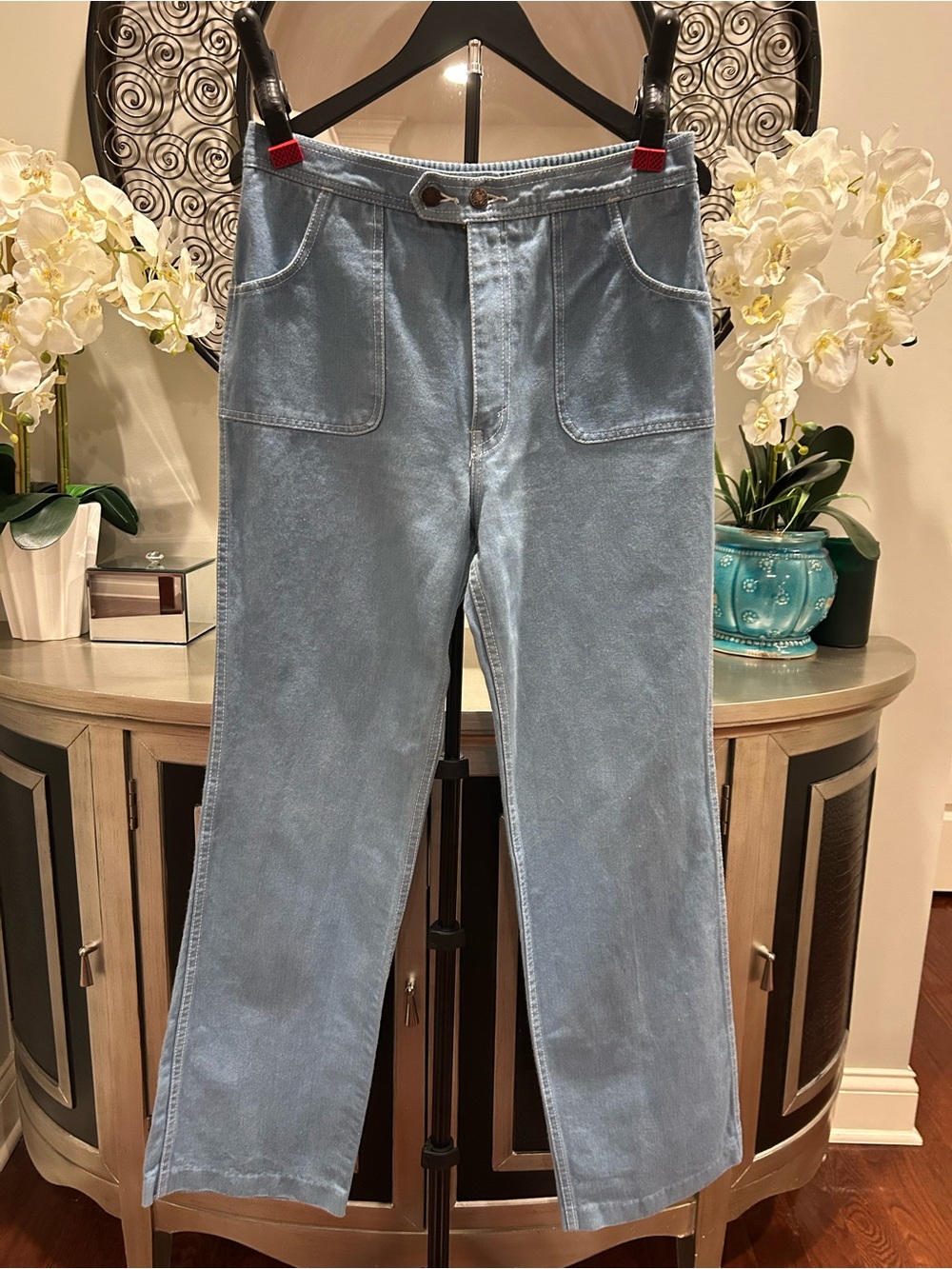 Bay Britches Light Blue Men’s Straight Jeans with Front Patch Pockets